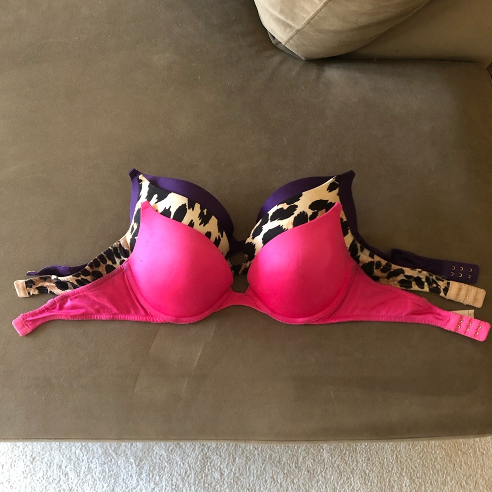 THREE Victoria Secret Very Sexy Push Up Bras 34C